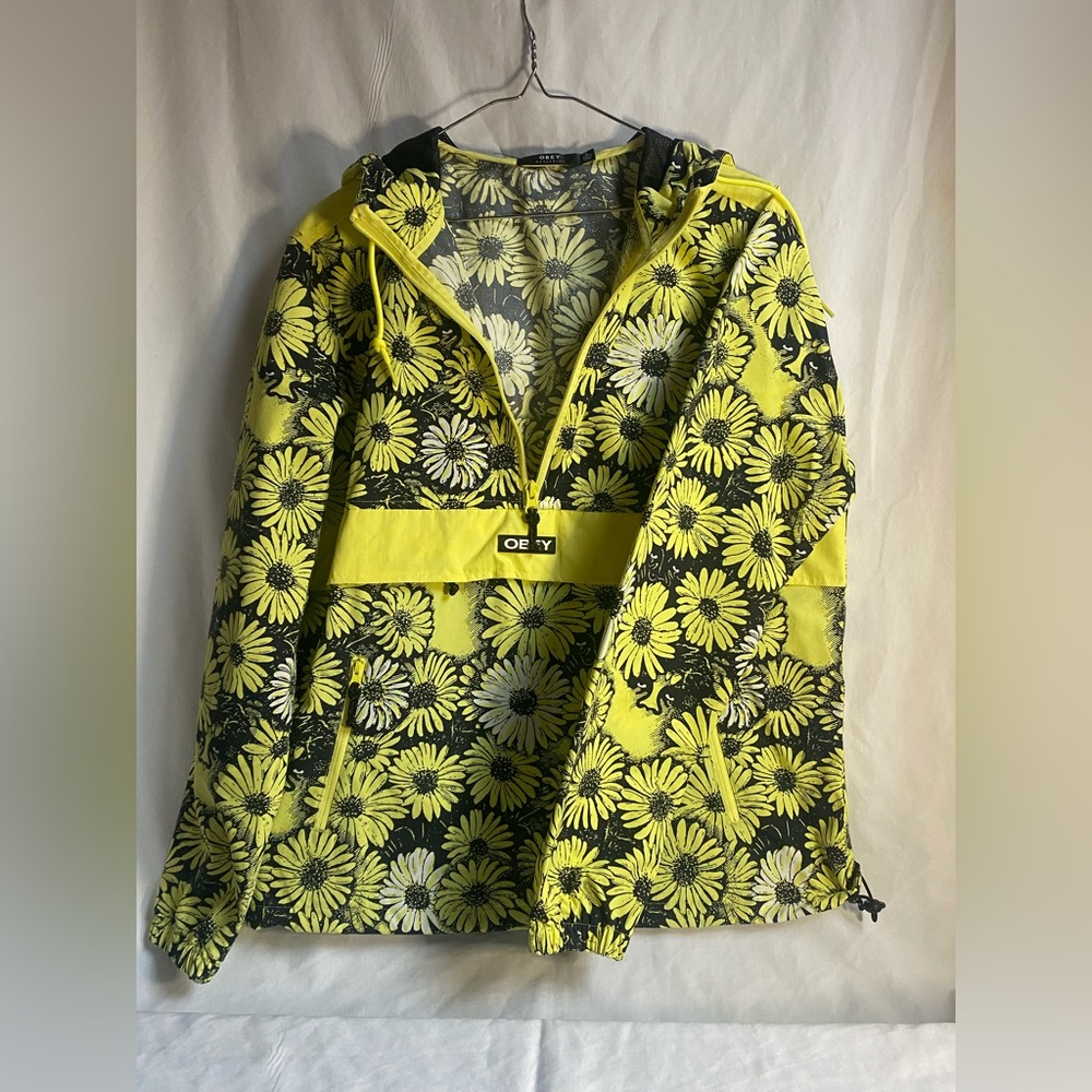 Small Obey Windbreaker Jacket with a Front Zipper Pocket